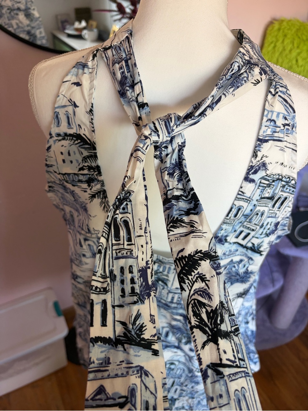 Calypso St Barth Blue and White Vacation Mini Dress - Picture 4 of 7